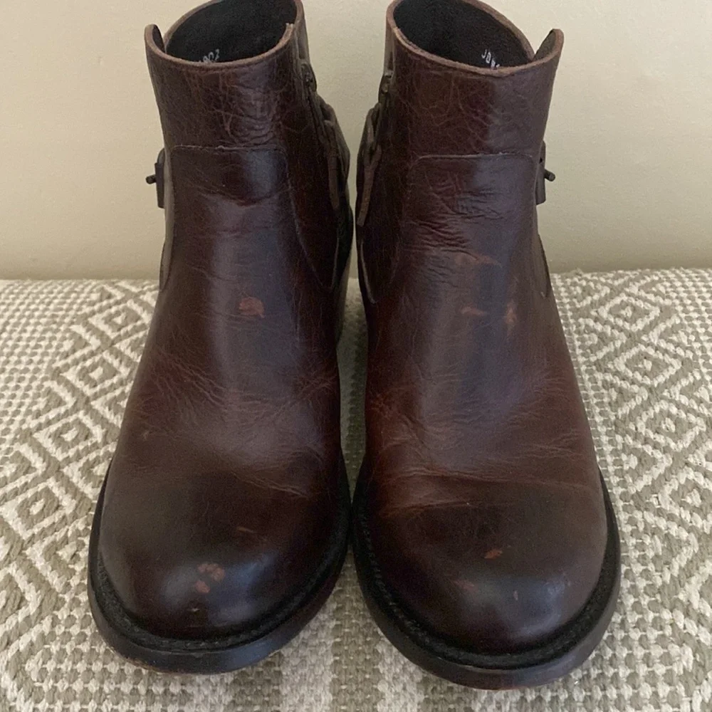 JB Dillion brown leather buckle ankle boots size 8 women’s rustic cowgirlcore